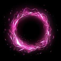 Vector Pink Lightning Rings with Sparks Effect