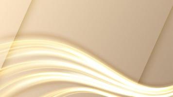 Light Trail Background, Elegant Gold Line Crossing. Widescreen Vector Illustration