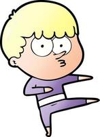 cartoon curious boy dancing vector