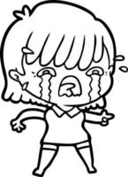 cartoon girl crying vector