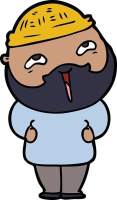 cartoon happy bearded man