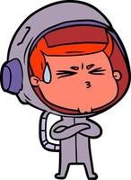 cartoon stressed astronaut vector