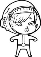 cartoon astronaut woman vector