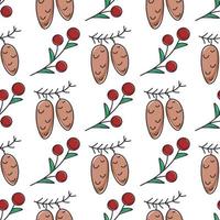 Fir cones and berries seamless pattern vector