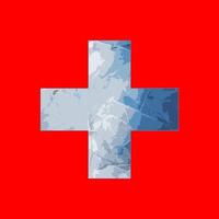 Outline map of Switzerland with the image of the national flag. Ice inside the map. Collage illustration. Energy crisis. photo
