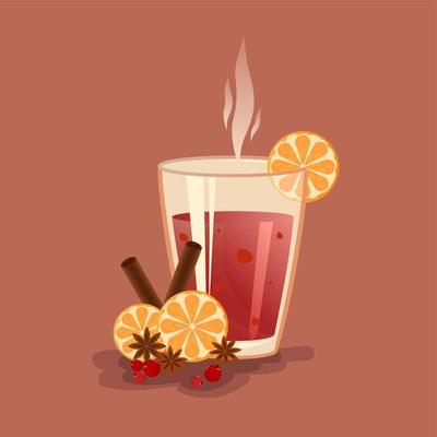 Hot mulled wine with oranges