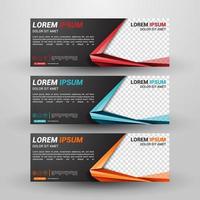 Three banners business with abstract background vector