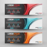 Three banners business with abstract background vector