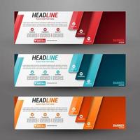 Three banners business with abstract background vector