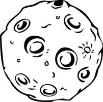 Black and white illustration of the moon, full moon vector. Vector illustration