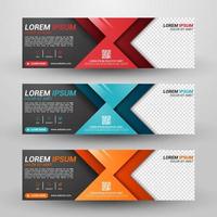 Three banners business with abstract background vector