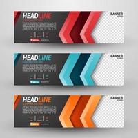 Three banners business with abstract background vector