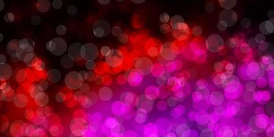 Dark Pink vector background with bubbles.