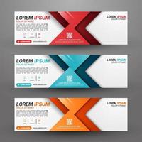 Three banners business with abstract background vector