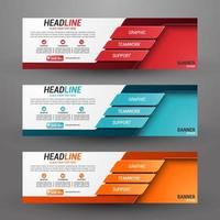 Three banners business with abstract background vector