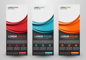 Three banners business with abstract background vector