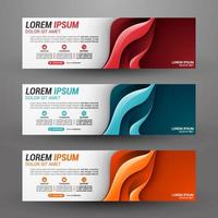 Three banners business with abstract background vector