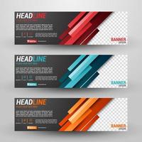 Three banners business with abstract background vector