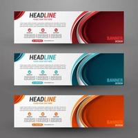 Three banners business with abstract background vector