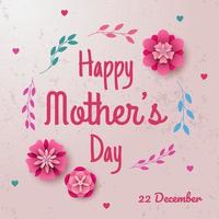 Happy Mother's Day with rose flowers and hearts vector
