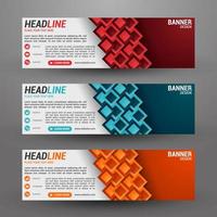 Three banners business with abstract background vector