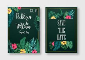 Floral card set Wedding Invitation, save the date, and frame vector