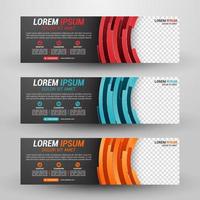 Three banners business with abstract background vector