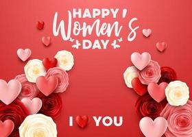 Happy International Women's Day with flower background vector