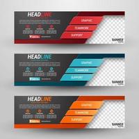 Three banners business with abstract background vector