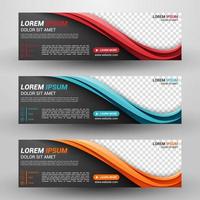 Three banners business with abstract background vector