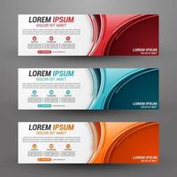 Three banners business with abstract background vector