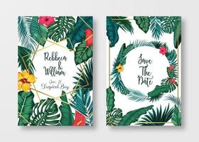 Floral card set Wedding Invitation, save the date, and frame vector