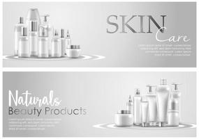 Set of skin care natural beauty product packaging banner vector