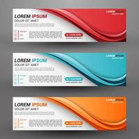 Three banners business with abstract background vector