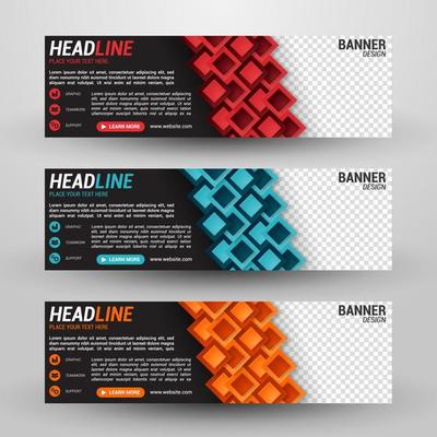 Three banners business with abstract background
