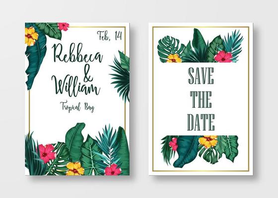 Floral card set Wedding Invitation, save the date, and frame