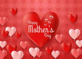 Happy Mother's Day with rose flowers and hearts vector