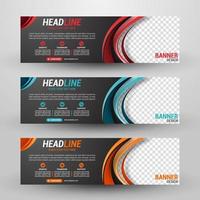 Three banners business with abstract background vector