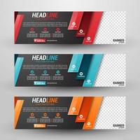 Three banners business with abstract background vector