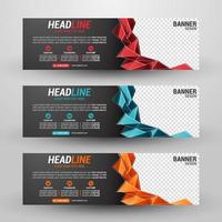 Three banners business with abstract background vector