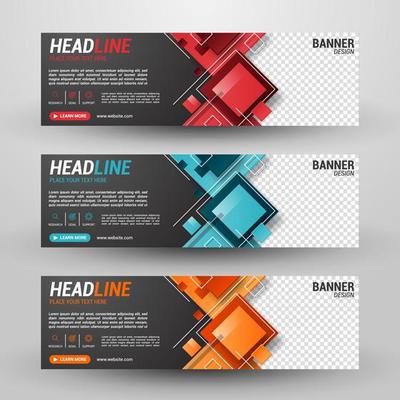 Three banners business with abstract background