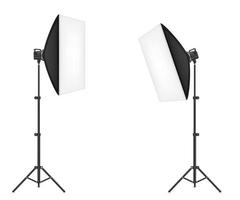 softbox con flash en trípode para una ilustración vectorial de estudio fotográfico aislada en fondo blanco vector