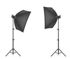 softbox con flash en trípode para una ilustración vectorial de estudio fotográfico aislada en fondo blanco vector