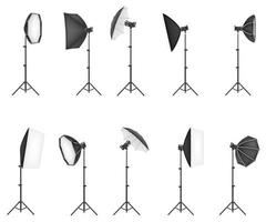 softbox with flash on tripod for a photo studio vector illustration isolated on white background