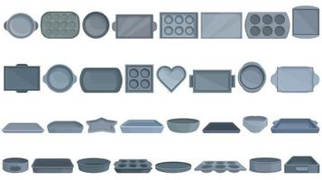 Bakeware icons set cartoon vector. Silicon mold vector