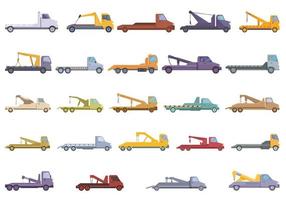 Rescue tow truck icons set cartoon vector. Accident car vector