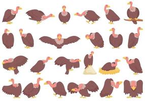 Vulture icons set cartoon vector. Animal bird vector
