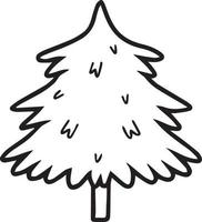Christmas tree in doodle style. Vector illustration. Christmas tree coloring book.