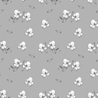pattern of white flowers on a gray background, black and white vector