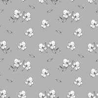 patrón de flores blancas sobre un fondo gris, blanco y negro vector